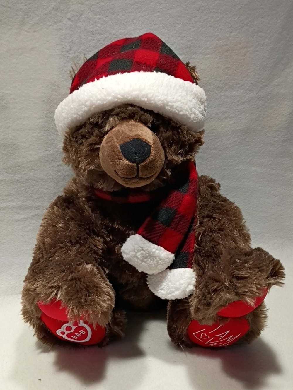 EUC Build-A-Bear Helzberg Diamonds "I Am Loved" Bear Christmas 2024 Plaid